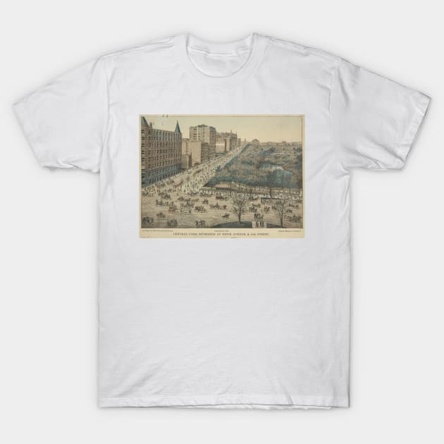 Vintage Pictorial Map of Central Park, 5th Avenue & 59th Street (1886) T-Shirt by Bravuramedia